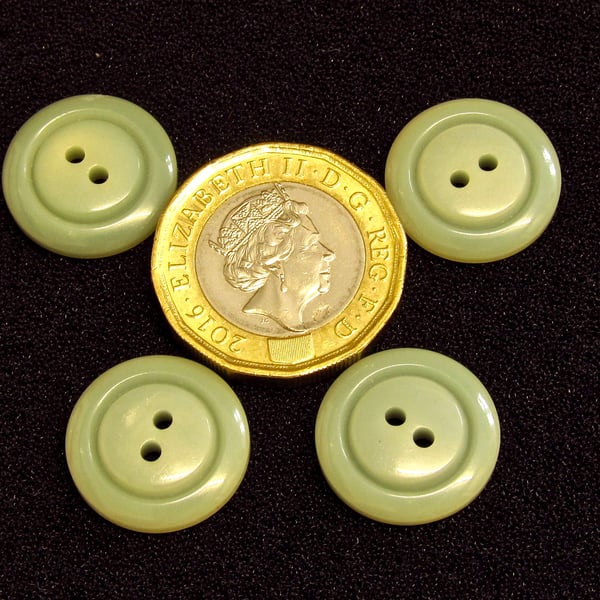 Vintage Buttons: Light Olive Green 2x holes, 4x 16mm