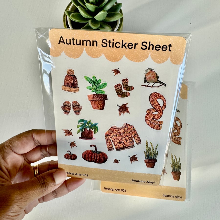 Autumn Fall Inspired Glossy Stickers Sheet
