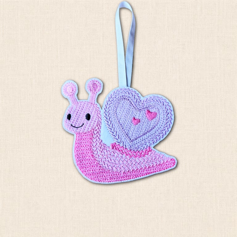 Knit Stitch Snail Decoration - Embroidered Felt Hanging Decor