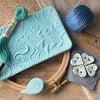 Sewing Gift Box with Ceramic Sewing Tray Needle minder and Handmade Buttons
