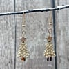 Christmas Tree spacer sparkle dangle earrings with gold coated cube crystal