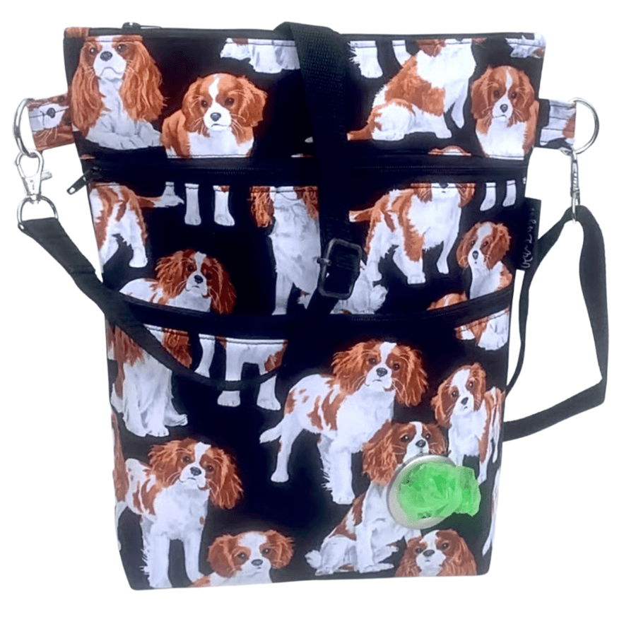 Dog walking bag, crossbody bag, King Charles Spaniels