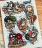 Bluey inspired Full Colour New School Tattoo Flash Print
