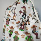 Cowboy Fabric Gift bags, set of two, Reusable and Great for Toys