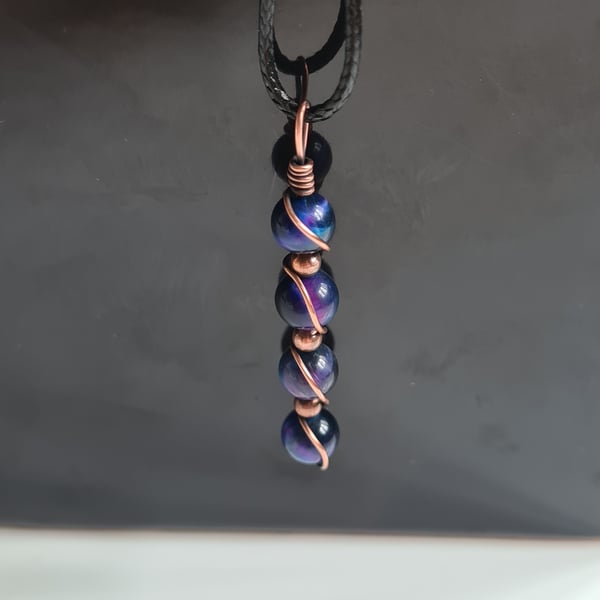 Galaxy Tiger's Eye & Copper Pendant Necklace Gift Crystal Jewellery Jewelry