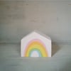 Miniature Wooden House, Rainbow House, Little House Ornament, Housewarming Gift