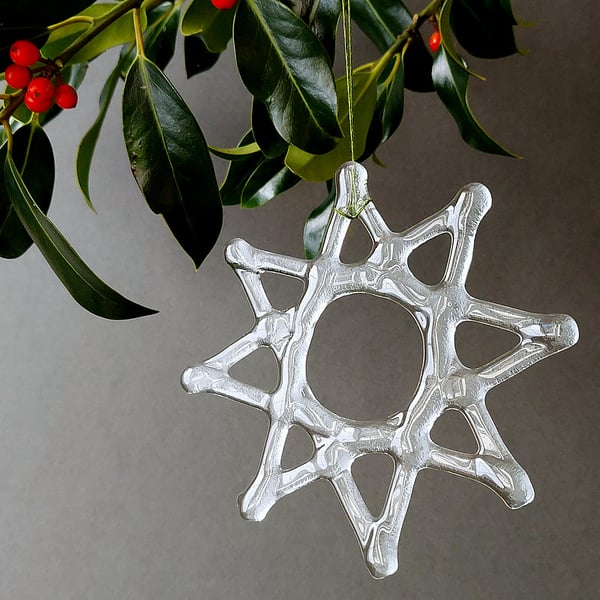Glass star, recycled glass Christmas decoration