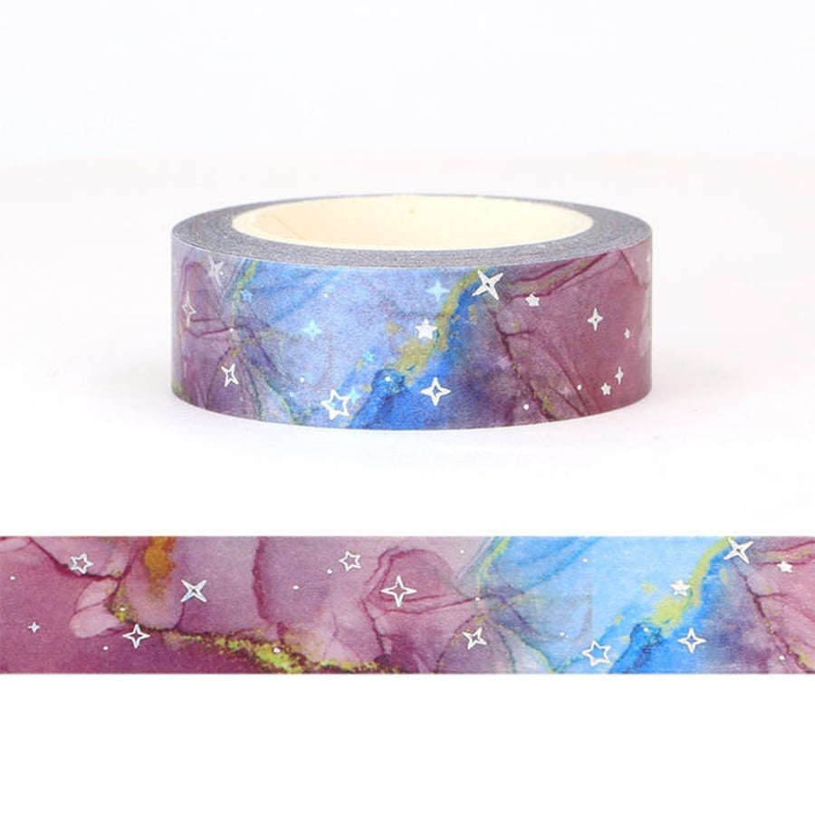 Syntego Colourful Rose Red Blue Galaxy Cloud Foil Washi Tape Decorative