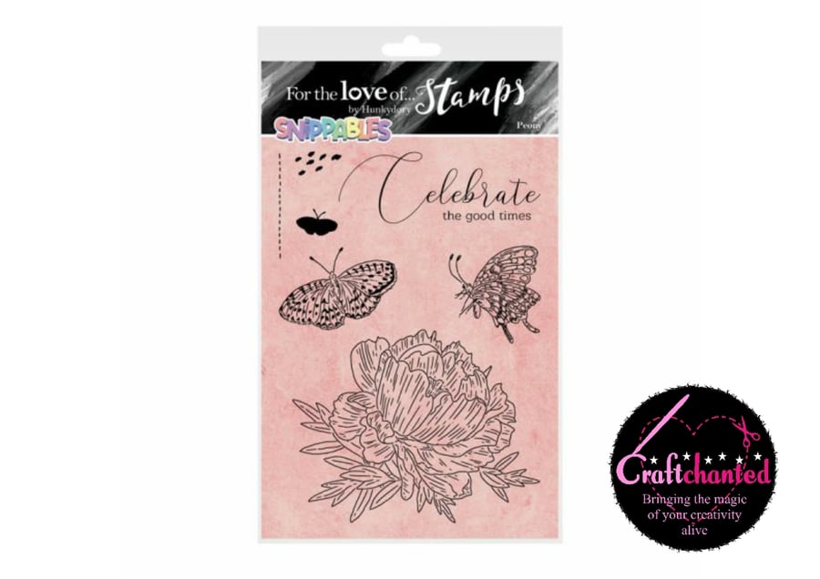 For The Love Of StampsMoonstone Snippables Floral Favourites Peony A5 Stamp Set