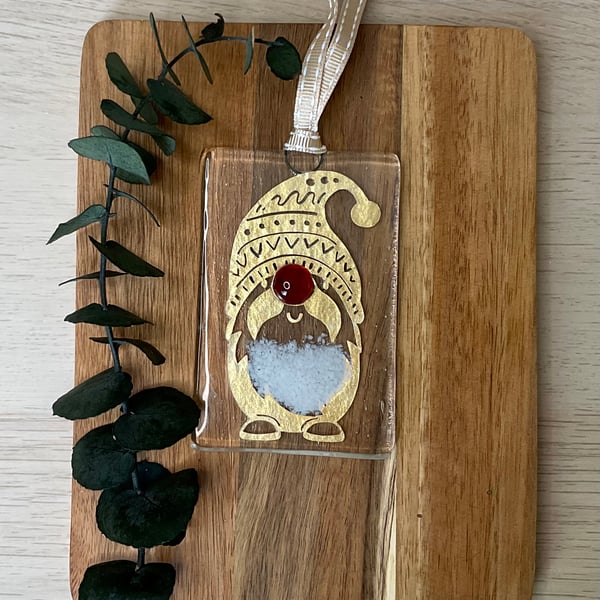 Fused glass Christmas gnome,nisse,tomte