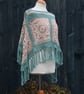 Sea Green & Mushroom Crochet Poncho - Design A542 - Image 2