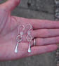 Forged Silver Dangle Hoop Earrings with Facetted Rose Quartz Beads - Image 5