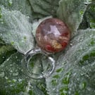 Rutilated Quartz, Carnelian and Clear Quartz Resin Ring. Size L