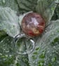 Rutilated Quartz, Carnelian and Clear Quartz Resin Ring. Size L