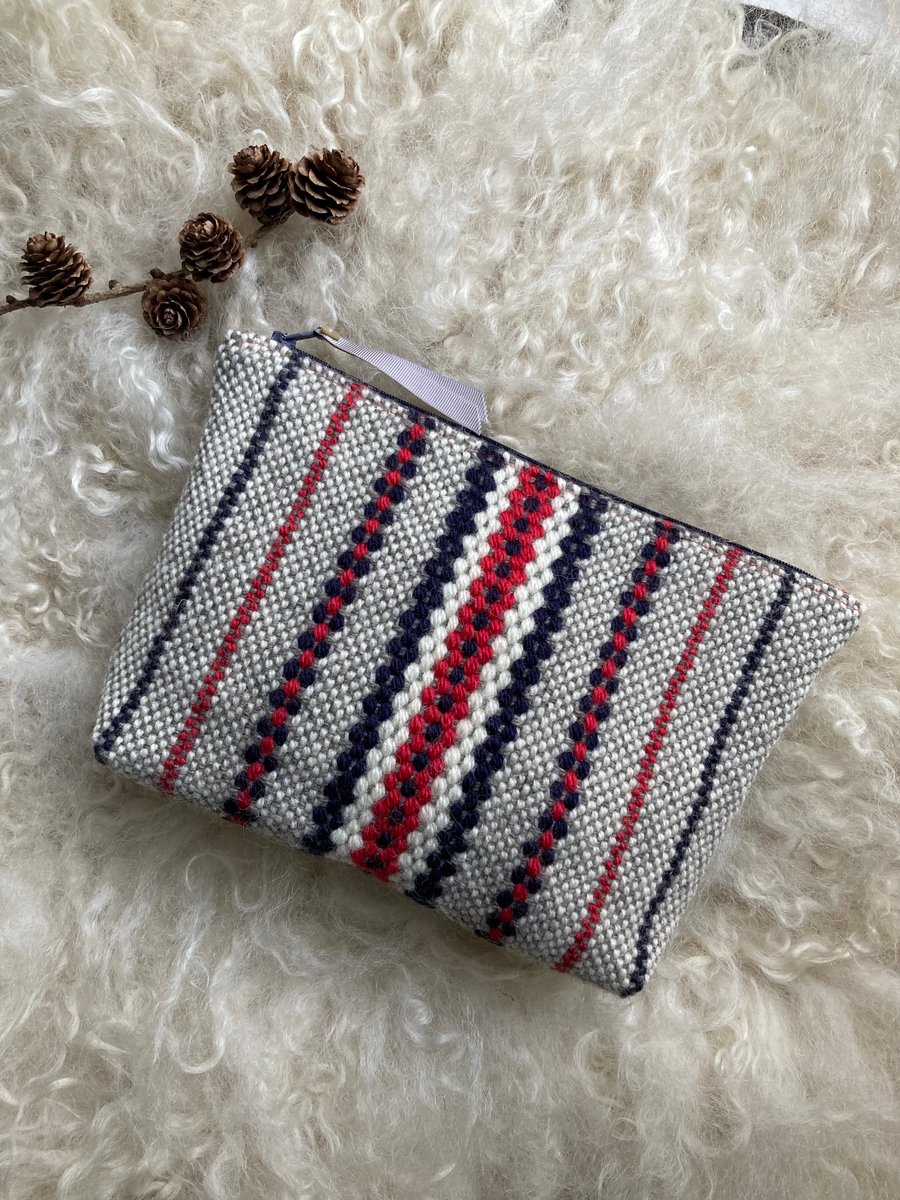 Wool Pouch - Rosy Red. Handwoven in Wales