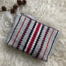 Wool Pouch - Rosy Red. Handwoven in Wales