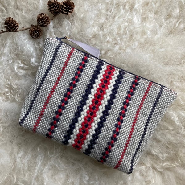 Wool Pouch - Rosy Red. Handwoven in Wales
