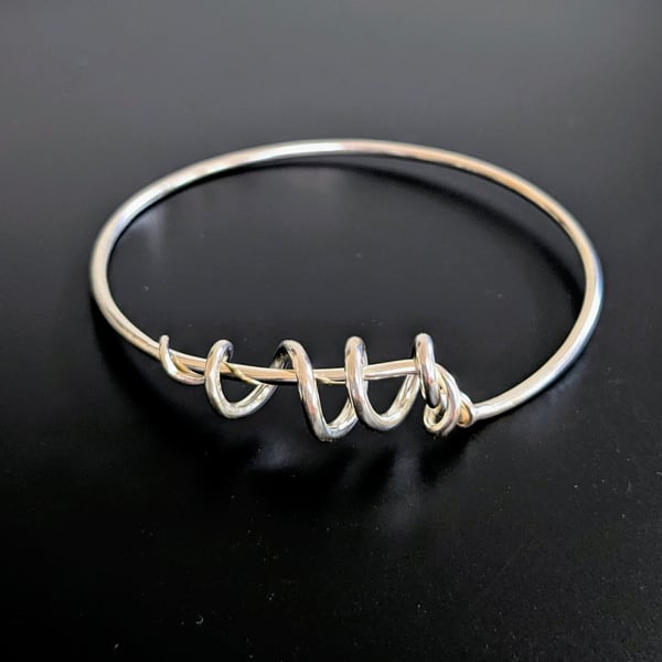 Coiled Spiral Sterling Silver Bangle