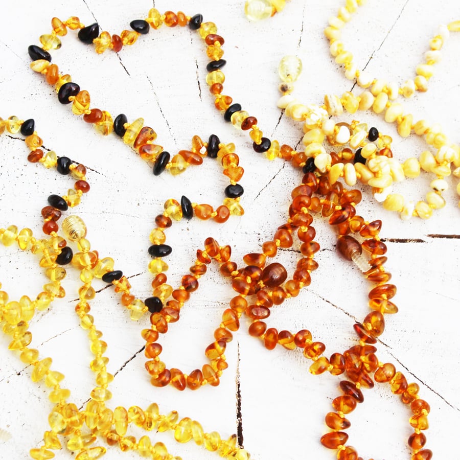 Classic small roundish bead  Amber Necklace 18 inch. Genuine Baltic Amber.