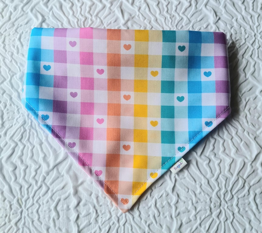 Rainbow Joy Pet Dog Bandana No tie, Over the Head Scarf