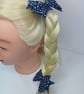 Pair of Satin Bow Hair Bands – Dark Blue with White Polka Dots, Stylish Idea - Image 8