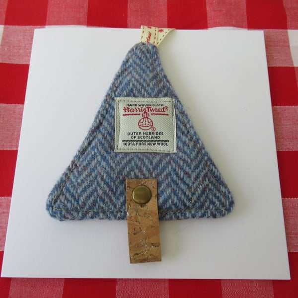 Harris Tweed Christmas Tree Hanging Decoration, Keepsake Gift Card