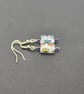 White rectangle czech glass earrings - Image 4