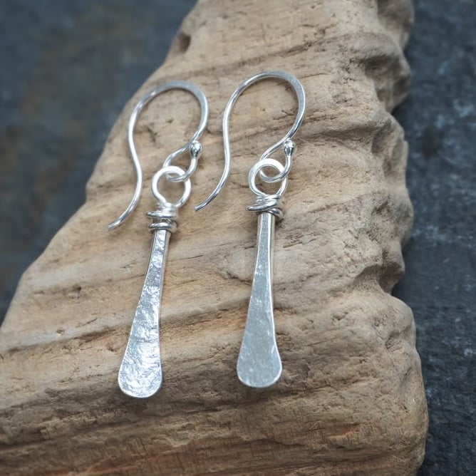 Forged Silver Drop Earrings