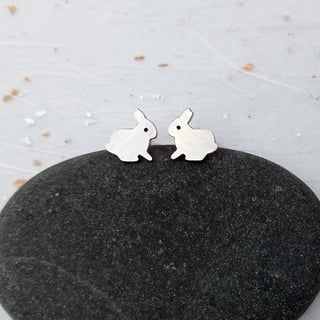 Rabbit stud earrings, silver rabbit earrings, bunny earrings