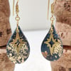 Starry night tear drop polymer clay earrings 