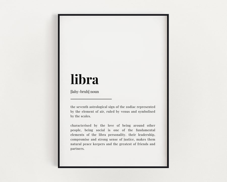 LIBRA DEFINITION PRINT, Astrology Gift, Libra Gifts, Star Sign Gift, Wall Art
