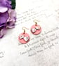 Pale pink heart washi paper blossom wooden earrings - Image 9