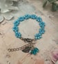 Cyan Blue Crystal Flower charm bracelet, boho bracelet, gift for her, delicate  - Image 8