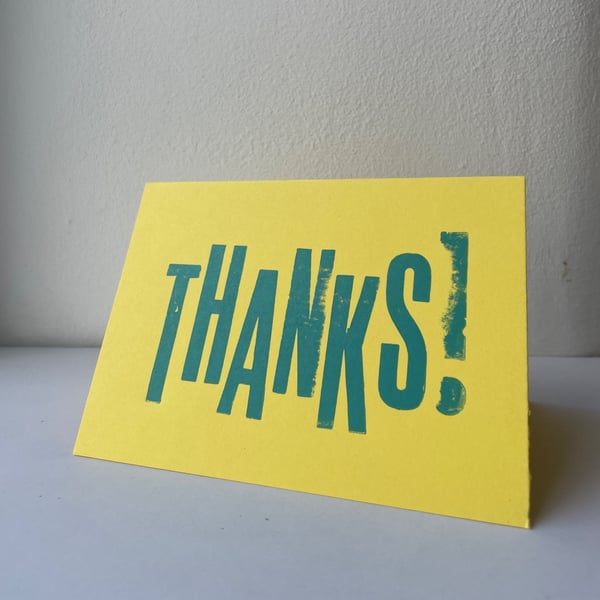 Thanks letterpress printed card A6 landscape 