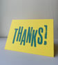 Thanks letterpress printed card A6 landscape 