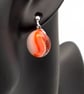 Coral and White Fused Glass French Drop Earrings and Pendant Set - Image 9