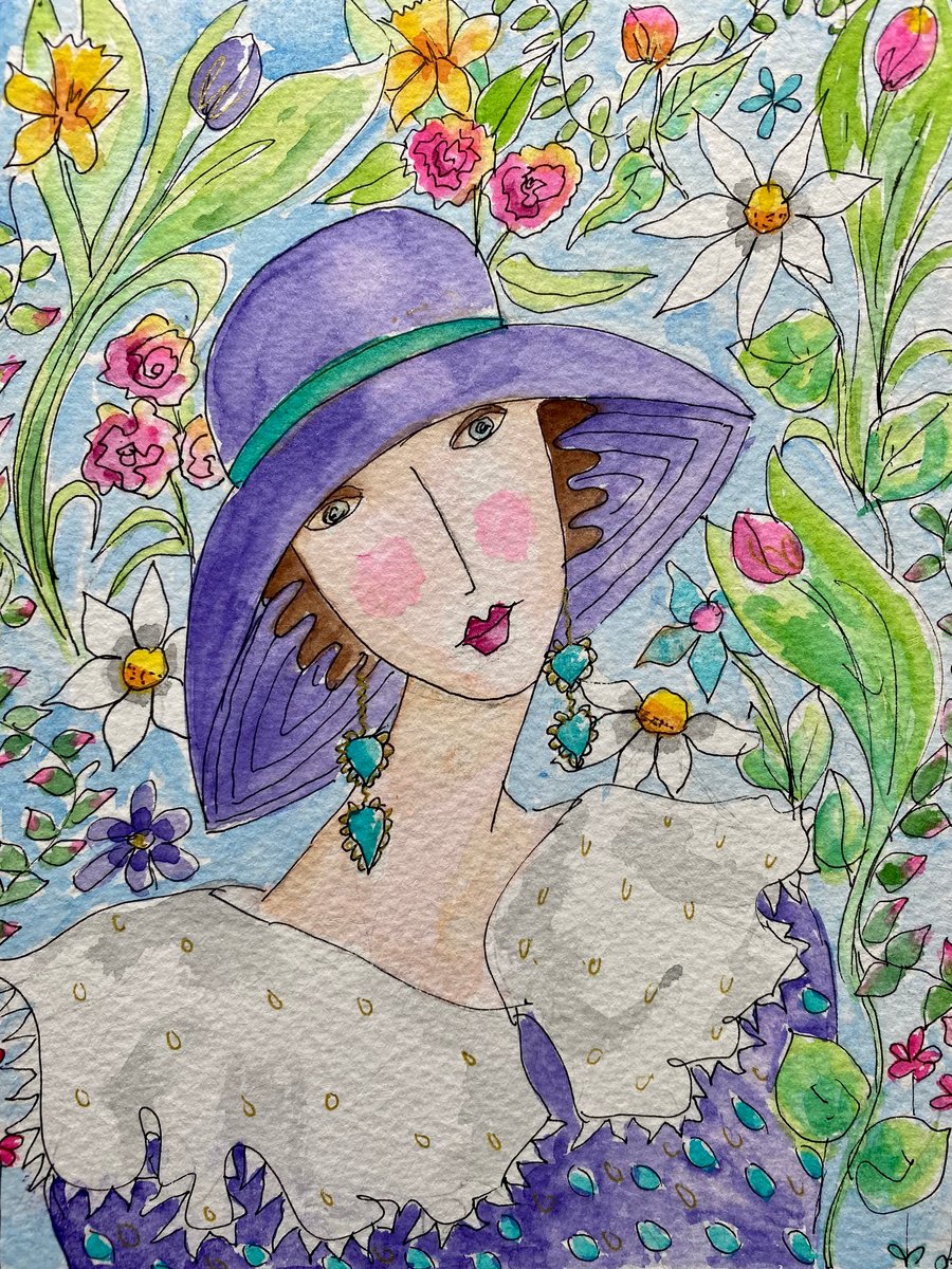 Original watercolour painting - Violet.