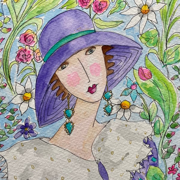 Original watercolour painting - Violet.