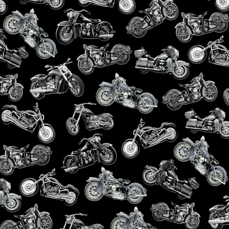 Fat Quarter Vintage Motorbikes 100% Cotton Quilting Fabric Timeless Treasures