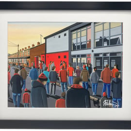 Crusaders F.C, Seaview Stadium. High Quality Framed, Football Art Print