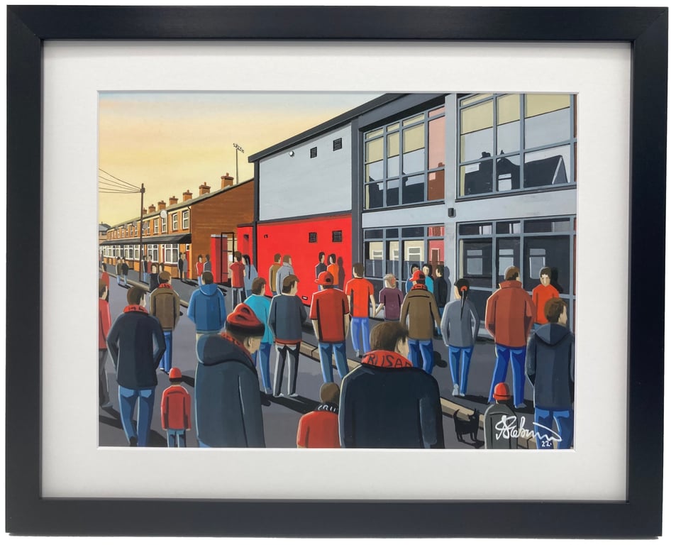Crusaders F.C, Seaview Stadium. High Quality Framed, Football Art Print
