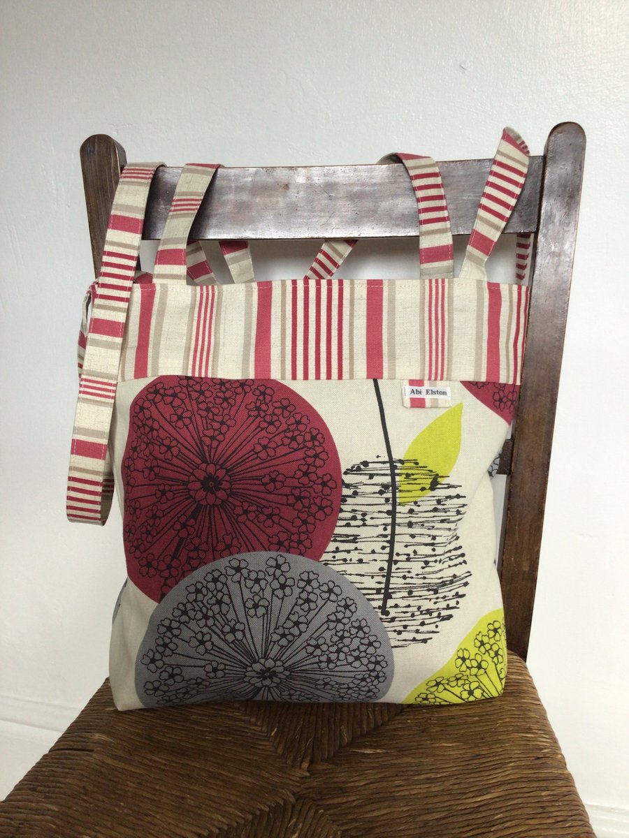 Dandelion Clock and Striped Cloth Tote Bag