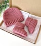 Baby Beanie Hat & Booties Gift – Crochet Newborn to 6 Months Set