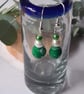 Handmade dangly green and white polymer clay earrings