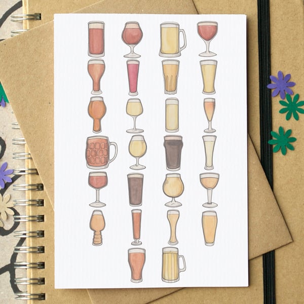 Beer Alphabet Greetings Card