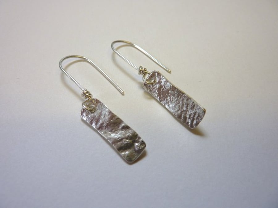 Silver rectangular drop earrings