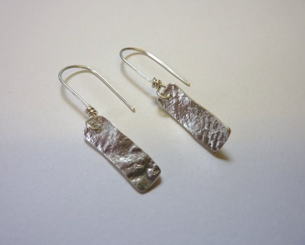 Silver rectangular drop earrings