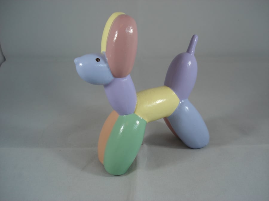 Ceramic Pastel Rainbow Novelty Balloon Dog Puppy Animal Ornament Decoration.