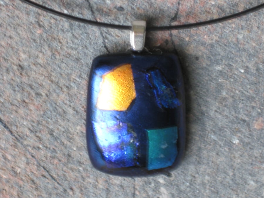 Unique fused dichroic glass pendant