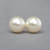 12mm Cream Glass Pearl Stud Earrings - Chunky Round Ivory Pearl Studs - Gifts
